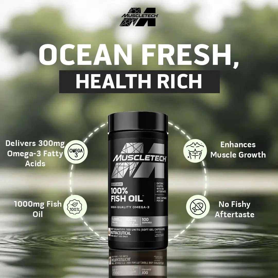 Muscletech Platinum Omega Fish Oil 100 Softgel Capsules