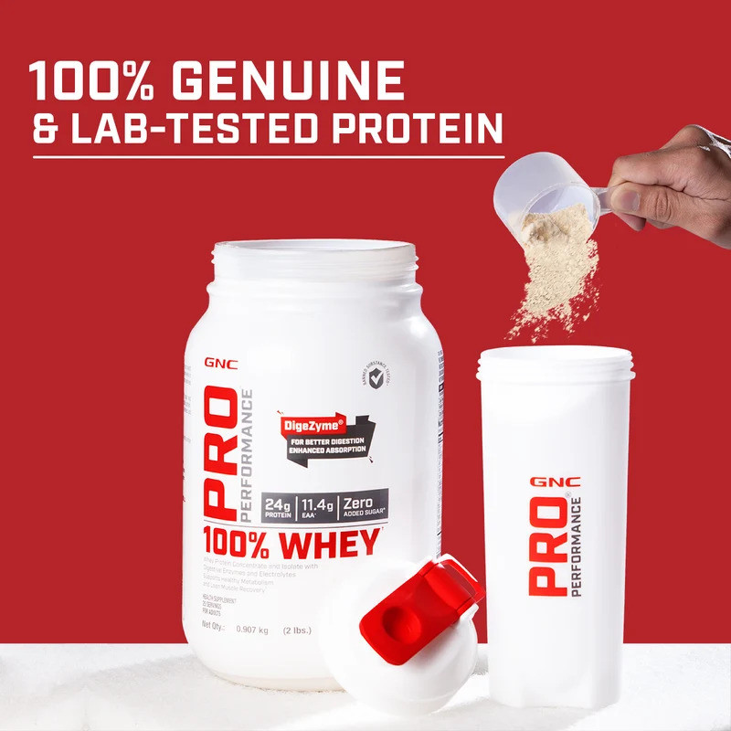 GNC 100% Whey Protein Kesar Pista 4lbs
