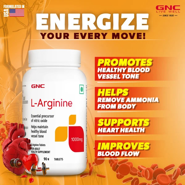 GNC L-Arginine 1000mg 90 Tablets