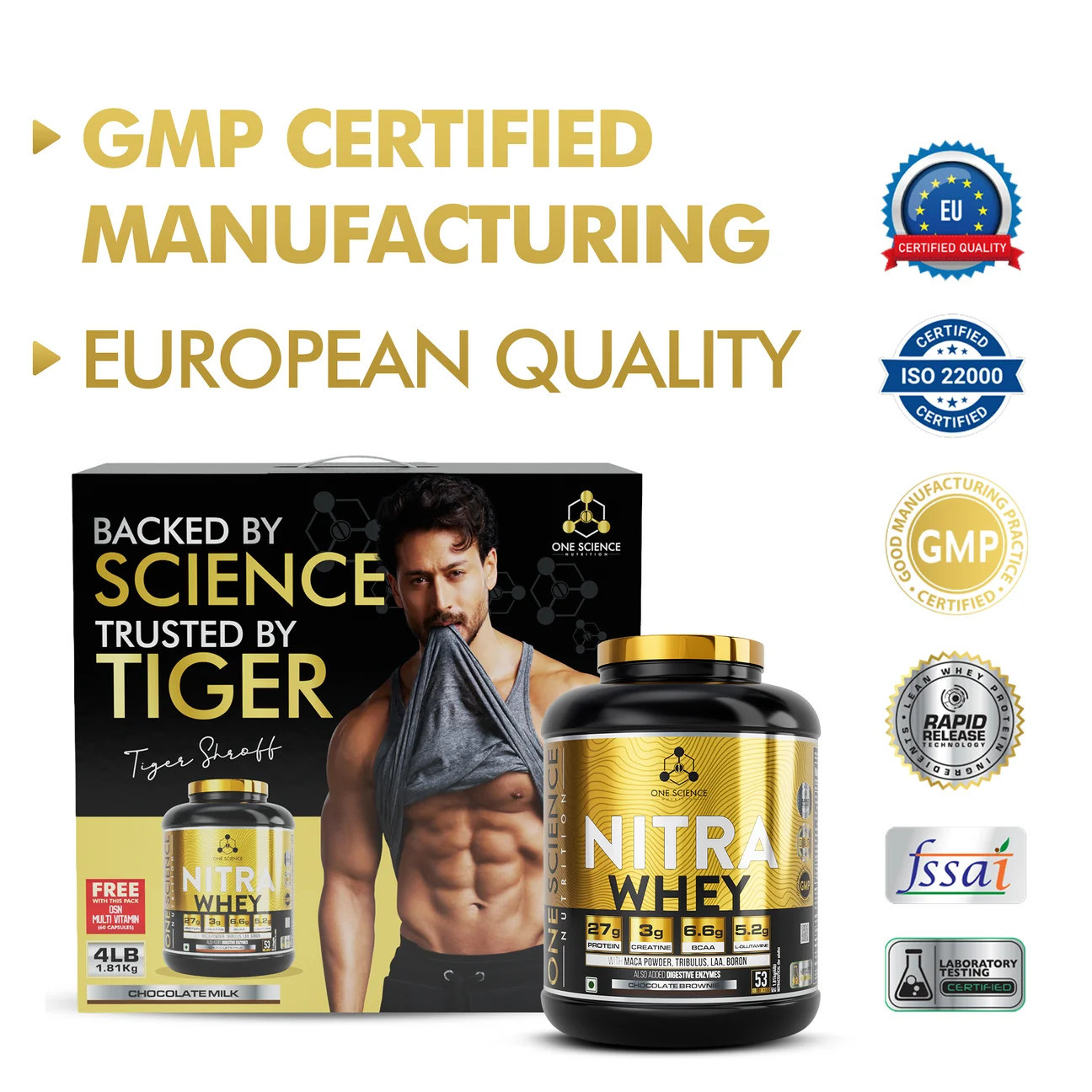 One Science Nitra Whey 4lbs + Free Multivitamin 60 Capsules Chocolate Brownie