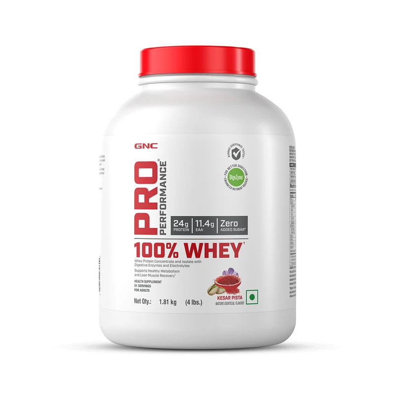 GNC 100% Whey Protein Kesar Pista 4lbs