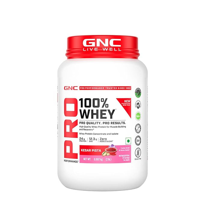 GNC 100% Whey Protein Kesar Pista 4lbs