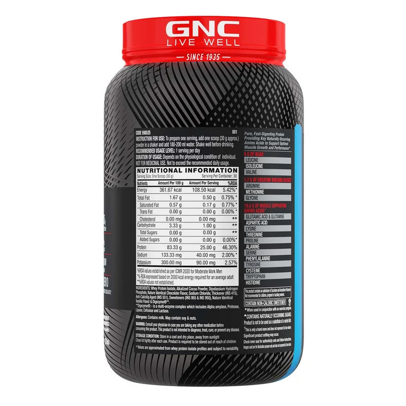 GNC AMP Pure Isolte Low Carb 2lbs Vanilla Custard