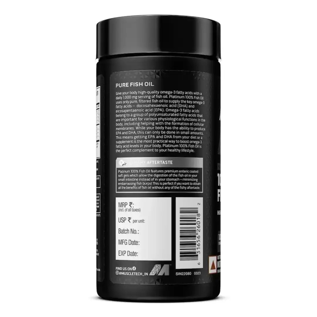 Muscletech Platinum Omega Fish Oil 100 Softgel Capsules